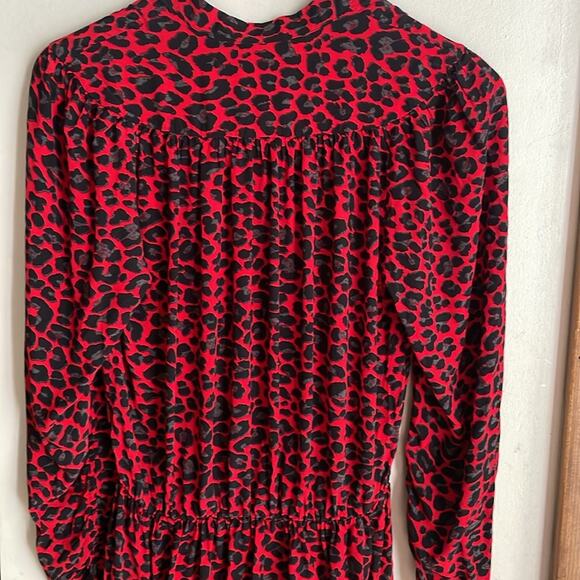 Zadig & Voltaire Reveal Leopard Print Long Sleeve Blouson Minidress - Picture 9 of 16